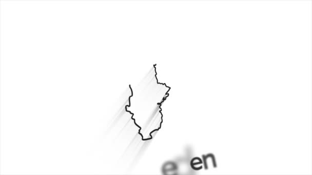 Schweden-Karte zeigt Einleitung nach Regionen 4k animierte Schweden-Karte Einführungshintergrund mit Ländern, die eins nach dem anderen erscheinen und verblassen und Kamerabewegungen — Stockvideo