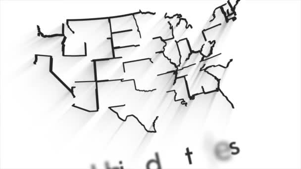 Mapa dos Estados Unidos da América mostrando diferentes estados. EUA animado contíguo inferior 48 Estados Unidos mapa em um fundo chave croma isolado — Vídeo de Stock