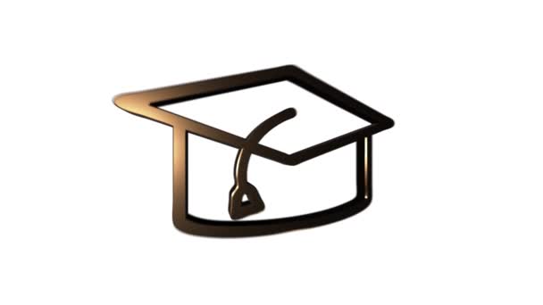 EDUCATION 3D gold icon design isolated on empty background. Go to school. Motion graphic. — Stock Video