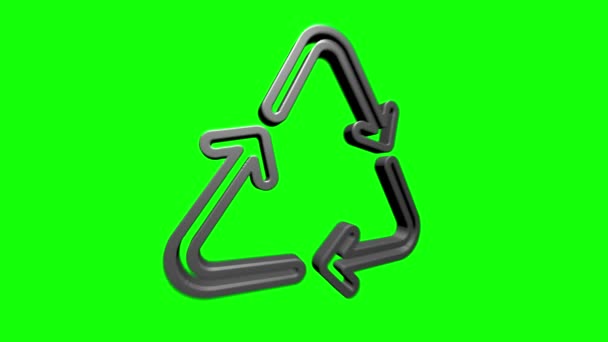 Recycle 3D Silber Icon. Rettet den Planeten. Animation mit Rotating. Bewegungsgrafik. — Stockvideo