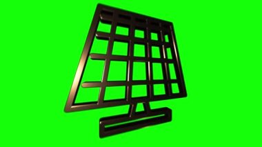 Güneş pili animasyon 3D altın ikon. Hareket grafikleri.