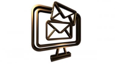 Sosyal medya 3D altın ikon tasarımı. Ana hatlı ağ simgesi. Hareket grafikleri.