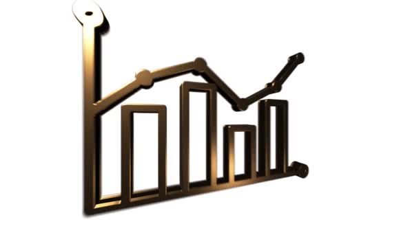 Ícone de ouro 3D de negócios. Rede de marketing. Ícone da linha de dinheiro. Gráficos de movimento. — Vídeo de Stock