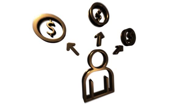 Social media 3D gold icon design. Umriss Web-Symbol. Bewegungsgrafik. — Stockvideo