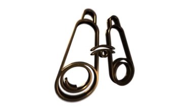 Dürbünlü üç boyutlu altın simge yeşil arka planda izole edildi. Hareket grafikleri.