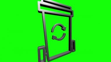 Üç boyutlu gümüş simgeyi geri dönüştür. Gezegeni Kurtarın. Dönüşümlü animasyon. Hareket grafikleri.