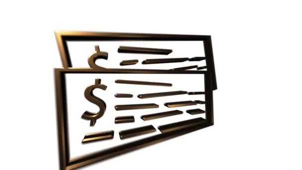Dinero, finanzas, pagos. Finanzas 3D icono de oro de diseño. contorno icono web. Gráficos en movimiento. — Vídeos de Stock