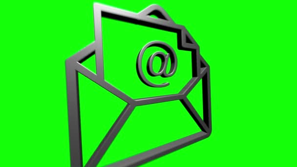 Das silberne Web-3D-Symbol. Unternehmen. E-Mail-Symbol. Umriss Web-Symbol. Bewegungsgrafik. — Stockvideo