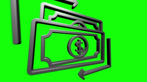 Geld, Finanzen, Zahlungen. Finanzen 3D Silber Icon Design. Umriss Web-Symbol. Bewegungsgrafik. — Stockvideo