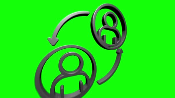 Social Media 3D Silber Icon Design. Umriss Web-Symbol. Bewegungsgrafik. — Stockvideo
