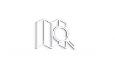 Harita navigasyon 3D gölge simgesi beyaz arkaplanda izole edildi. Ana hatlı ağ simgesi. Hareket grafikleri.