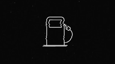 Benzin istasyonu arızası simgesi yeşil arkaplanda izole edildi. Hareket grafikleri.