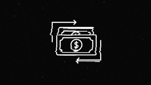 Dinero, finanzas, pagos. Finanzas glitch icono de diseño. contorno icono web. Gráficos en movimiento. — Vídeo de stock