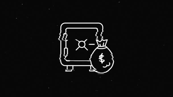 Dinero, finanzas, pagos. Finanzas glitch icono de diseño. contorno icono web. Gráficos en movimiento. — Vídeo de stock