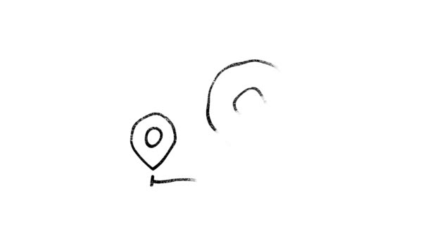 Kartennavigation Hand zeichnen Symbol isoliert auf dunklem Hintergrund. Umriss Web-Symbol. Bewegungsgrafik. — Stockvideo