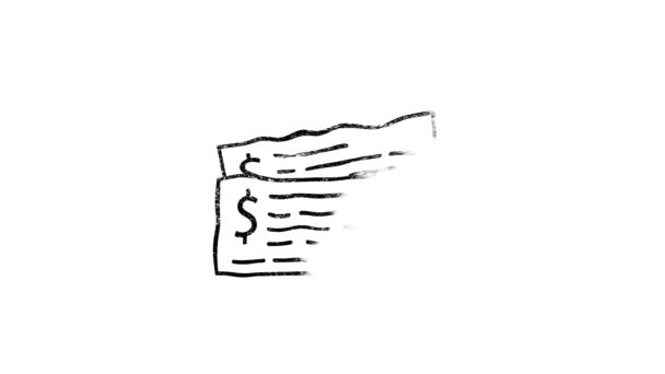 Geld, Finanzen, Zahlungen. Finanz Hand zeichnen Icon Design. Umriss Web-Symbol. Bewegungsgrafik. — Stockvideo