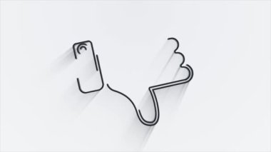 Sosyal medya gölge simgesi tasarımı beyaz arkaplanda izole edildi. Ana hatlı ağ simgesi. Hareket grafikleri.