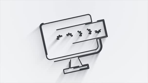 Icona ombra della linea di sicurezza informatica con scudo e segno di spunta. Concetto sicurezza. Grafica del movimento. — Video Stock