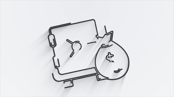 Geld, Finanzen, Zahlungen. Finanzlinie Schatten-Icon-Design. Umriss Web-Symbol. Bewegungsgrafik. — Stockvideo