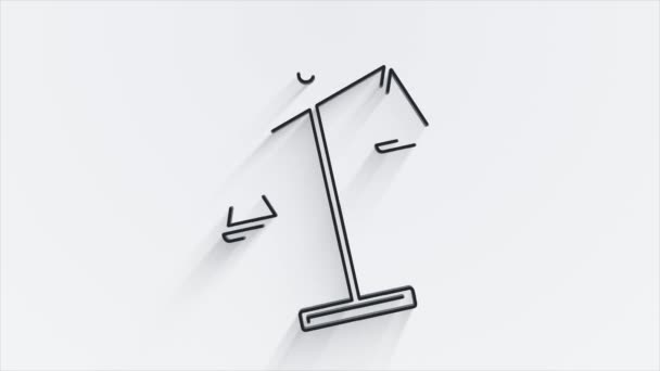 Court of law line shadow icon . Balance scale sign. Motion graphics. — Stock Video