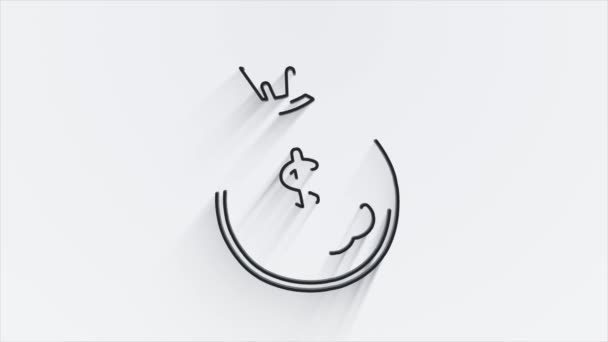 Geld, Finanzen, Zahlungen. Finanzlinie Schatten-Icon-Design. Umriss Web-Symbol. Bewegungsgrafik. — Stockvideo