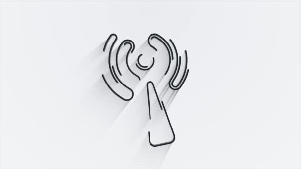 Technology line shadow icon on white background. Information technology. Motion graphics. — Stock Video