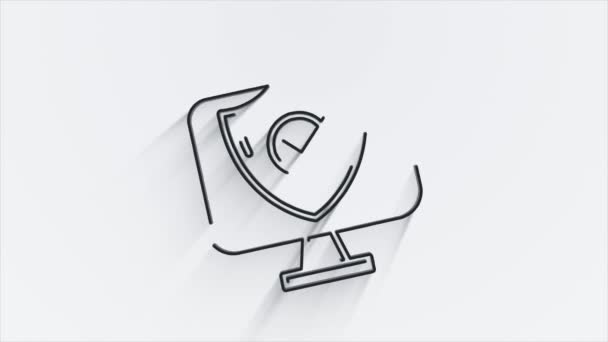 Schattensymbol für Cyber-Sicherheitslinien mit Schild und Häkchen. Sicherheitskonzept. Bewegungsgrafik. — Stockvideo