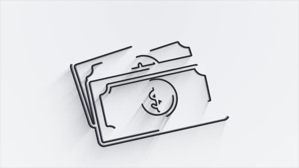 Geld, financiën, betalingen. Financieel lijn schaduw pictogram ontwerp. schets web icoon. Bewegingsgrafiek. — Stockvideo