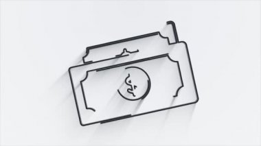 Para, finans, ödemeler. Finans çizgisi gölge simgesi tasarımı. Özet web simgesi. Hareket grafikleri.