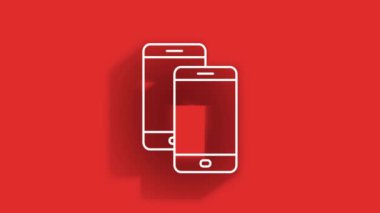 Kırmızı arka planda teknoloji uzun gölge simgesi. Bilgi teknolojisi. Hareket grafikleri.