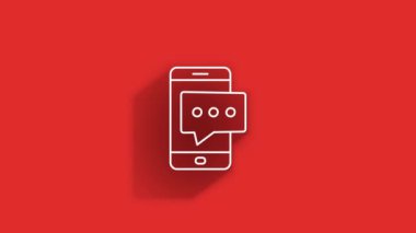 Sosyal medya uzun gölge simgesi tasarımı kırmızı arkaplanda izole edildi. Ana hatlı ağ simgesi. Hareket grafikleri.