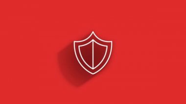 Siber güvenlik hattı gölge simgesi kalkan ve işaret ile işaretlendi. Güvenlik kavramı. Hareket grafikleri.