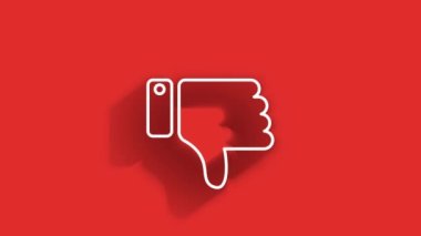 Sosyal medya uzun gölge simgesi tasarımı kırmızı arkaplanda izole edildi. Ana hatlı ağ simgesi. Hareket grafikleri.