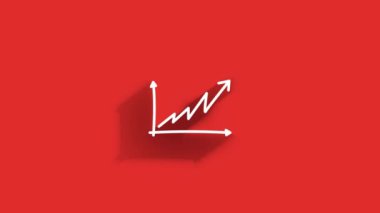 İş uzun gölge ikonu. Pazarlama ağı. Para çizgisi simgesi. Hareket grafikleri.