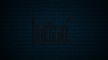 Karanlık arka planda neon iş simgesi. Pazarlama ağı. Para çizgisi simgesi. Hareket grafikleri.