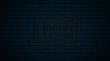 Sosyal medya neon ikonu tasarımı koyu arkaplanda izole edildi. Ana hatlı ağ simgesi. Hareket grafikleri.