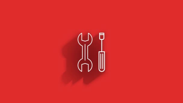 Outline web long shadow icons. Construction tools, building. Work safety. Motion graphics. — Vídeo de Stock