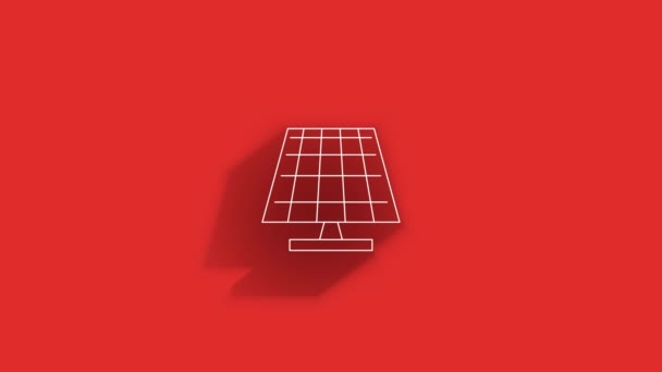 Solar Battery Animated long shadow Icon. Motion graphics. — Wideo stockowe