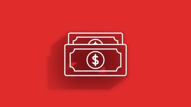 Geld, financiën, betalingen. Financiën lange schaduw pictogram ontwerp. schets web icoon. Bewegingsgrafiek. — Stockvideo