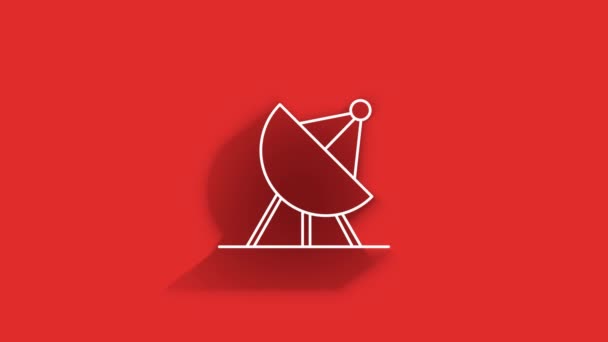 Technology long shadow icon on red background. Information technology. Motion graphics. — Wideo stockowe