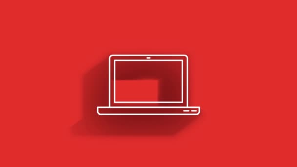 Technology long shadow icon on red background. Information technology. Motion graphics. — Stock Video