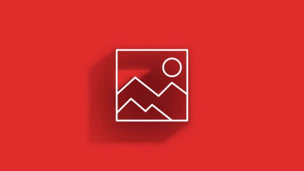 Design de ícone de sombra longa de mídia social isolado no fundo vermelho. Desenhe o ícone da web. Gráficos de movimento. — Vídeo de Stock