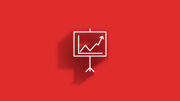 Ícone de sombra longo negócio. Rede de marketing. Ícone da linha de dinheiro. Gráficos de movimento. — Vídeo de Stock