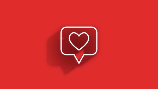Diseño de iconos de sombra larga en redes sociales aislados sobre fondo rojo. Esquema del icono web. Gráficos en movimiento. — Vídeos de Stock