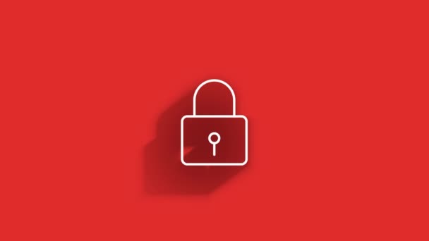 Cyber security long shadow icon with shield and check mark. Security concept. Motion graphics. — Video