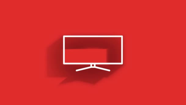 Technology long shadow icon on red background. Information technology. Motion graphics. — Vídeos de Stock