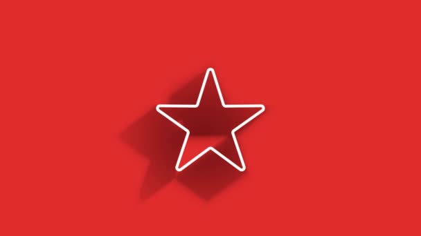 Diseño de iconos de sombra larga en redes sociales aislados sobre fondo rojo. Esquema del icono web. Gráficos en movimiento. — Vídeo de stock