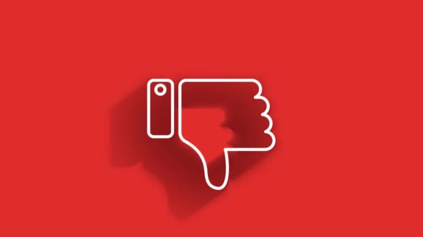 Social media long shadow icon design isolated on red background. Outline web icon. Motion graphics. — Stock Video