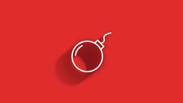 Diseño de iconos de sombra larga en redes sociales aislados sobre fondo rojo. Esquema del icono web. Gráficos en movimiento. — Vídeo de stock