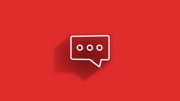 Design de ícone de sombra longa de mídia social isolado no fundo vermelho. Desenhe o ícone da web. Gráficos de movimento. — Vídeo de Stock